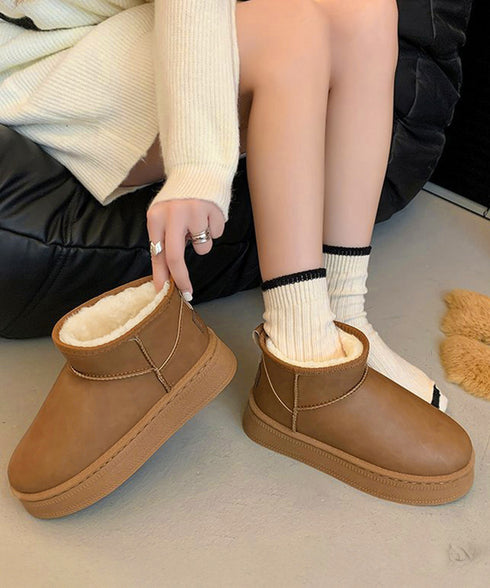 ムートンブーツ 厚底 裏起毛ブーツ 冬靴 レディース あったか ショートブーツ 疲れない カジュアルブーティ 歩きやすい ボアブーツ 無地 フラットヒールシューズ 84TONGT-009