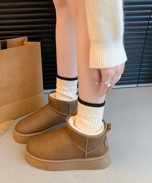 ムートンブーツ 厚底 裏起毛ブーツ 冬靴 レディース あったか ショートブーツ 疲れない カジュアルブーティ 歩きやすい ボアブーツ 無地 フラットヒールシューズ 84TONGT-009