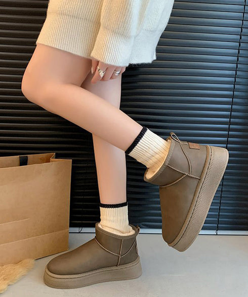 ムートンブーツ 厚底 裏起毛ブーツ 冬靴 レディース あったか ショートブーツ 疲れない カジュアルブーティ 歩きやすい ボアブーツ 無地 フラットヒールシューズ 84TONGT-009