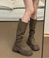 ロングブーツ 厚底ブーツバックジップ美脚 レディース おしゃれ トラックブーツ プラットフォーム 履きやすい 膝下丈 ニーハイブーツ ボリューム感シューズ 韓国風 84TONGT-012