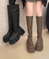 ロングブーツ 厚底ブーツバックジップ美脚 レディース おしゃれ トラックブーツ プラットフォーム 履きやすい 膝下丈 ニーハイブーツ ボリューム感シューズ 韓国風 84TONGT-012