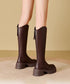 ロングブーツ 厚底ブーツレディース韓国風 膝下丈ブーツ バックジップジョッキーブーツ 履きやすい おしゃれ美脚脚長ブーツ カジュアル靴 チャンキーヒール 疲れない 84TONGT-013