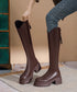 ロングブーツ 厚底ブーツレディース韓国風 膝下丈ブーツ バックジップジョッキーブーツ 履きやすい おしゃれ美脚脚長ブーツ カジュアル靴 チャンキーヒール 疲れない 84TONGT-013