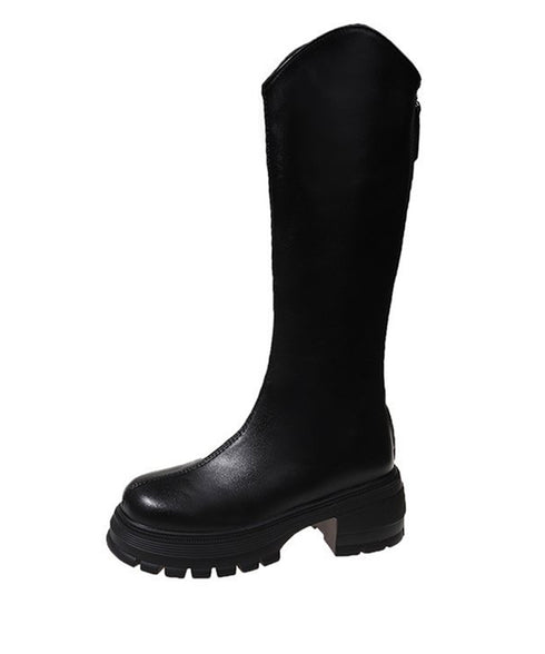 ロングブーツ 厚底ブーツレディース韓国風 膝下丈ブーツ バックジップジョッキーブーツ 履きやすい おしゃれ美脚脚長ブーツ カジュアル靴 チャンキーヒール 疲れない 84TONGT-013