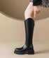 ロングブーツ 厚底ブーツレディース韓国風 膝下丈ブーツ バックジップジョッキーブーツ 履きやすい おしゃれ美脚脚長ブーツ カジュアル靴 チャンキーヒール 疲れない 84TONGT-013