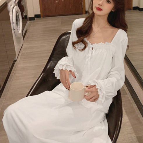 パジャマ レディース ワンピース 春夏秋 可愛い リラックス ルームウェア 半袖ワンピース 部屋着 可愛いフリル袖 ゆったり ナイトウェア 涼しい 選べる2タイプ 84WANJIA-003