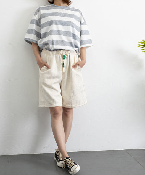 ビッグTシャツ ボーダー柄 ゆったり夏t レディース 大きいサイズ トップス 半袖プルオーバー ビッグシルエット ワイド 大人カットソー 体型カバーロングTシャツ 84WANJIA-006