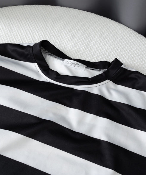 ビッグTシャツ ボーダー柄 ゆったり夏t レディース 大きいサイズ トップス 半袖プルオーバー ビッグシルエット ワイド 大人カットソー 体型カバーロングTシャツ 84WANJIA-006