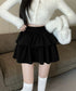フリルティアードミニスカート ショート丈 フレアスカート レディース ハイウエストフェミニン インナパッツ付きスカート チラ見え防止 ウエストゴムAラインスカート 84WANJIA-014