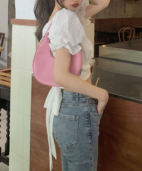 オフショルダーブラウス バックリボン夏服 レディース 韓国風 2WAY へそ出しトップス半袖 パフ袖ショート丈ブラウス きれいめ おしゃれ 肌見せデート服 着やせ 84WANJIA-015