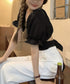 オフショルダーブラウス バックリボン夏服 レディース 韓国風 2WAY へそ出しトップス半袖 パフ袖ショート丈ブラウス きれいめ おしゃれ 肌見せデート服 着やせ 84WANJIA-015