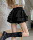 ミニティアードスカート フリルスカート夏 レディース ハイウエストショート丈スカート インナーパンツ付き 美脚脚長ウエストシャーリング ミニスカート着やせ韓国風 84WANJIA-018