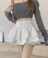 ミニティアードスカート フリルスカート夏 レディース ハイウエストショート丈スカート インナーパンツ付き 美脚脚長ウエストシャーリング ミニスカート着やせ韓国風 84WANJIA-018