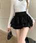 ミニティアードスカート フリルスカート夏 レディース ハイウエストショート丈スカート インナーパンツ付き 美脚脚長ウエストシャーリング ミニスカート着やせ韓国風 84WANJIA-018
