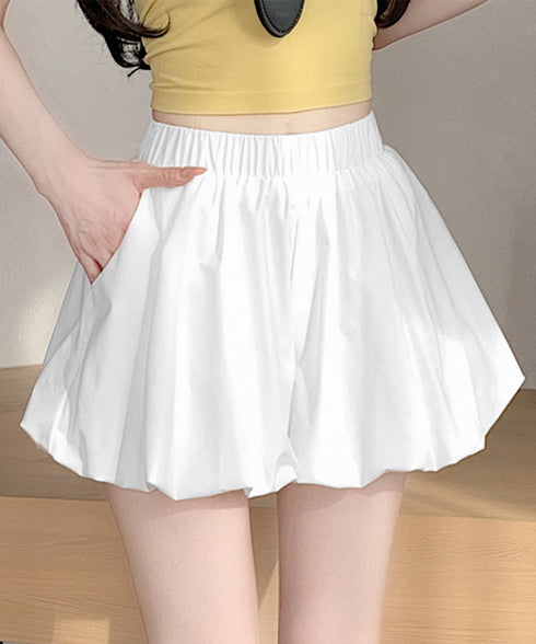 バルーンキュロット レディースショーパン ハイウエスト ランタンパンツ 薄手 カボチャパンツ お洒落 ボトムス 涼しい かわいい 無地短パン 着やせ ウエストゴム 84WANJIA-019