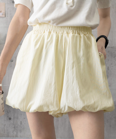 バルーンキュロット レディースショーパン ハイウエスト ランタンパンツ 薄手 カボチャパンツ お洒落 ボトムス 涼しい かわいい 無地短パン 着やせ ウエストゴム 84WANJIA-019