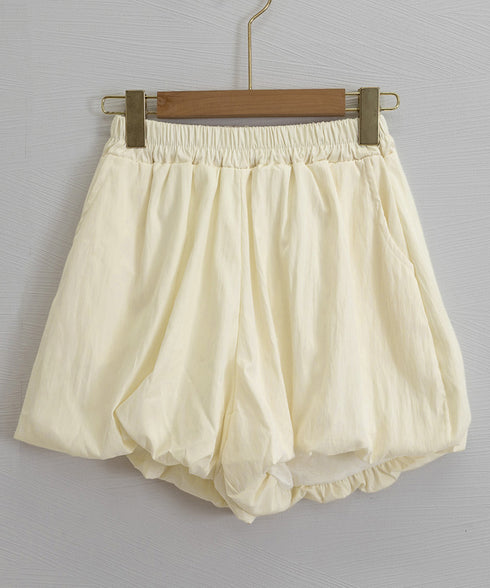 バルーンキュロット レディースショーパン ハイウエスト ランタンパンツ 薄手 カボチャパンツ お洒落 ボトムス 涼しい かわいい 無地短パン 着やせ ウエストゴム 84WANJIA-019