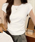サイドギャザーtシャツ 半袖トップス夏服 ラウンドネックちびTシャツ レディース 無地タイトtシャツ 韓国風シンプル 着やせ細見えTシャツ サイドタックカットソー 84WANJIA-021