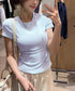 サイドギャザーtシャツ 半袖トップス夏服 ラウンドネックちびTシャツ レディース 無地タイトtシャツ 韓国風シンプル 着やせ細見えTシャツ サイドタックカットソー 84WANJIA-021