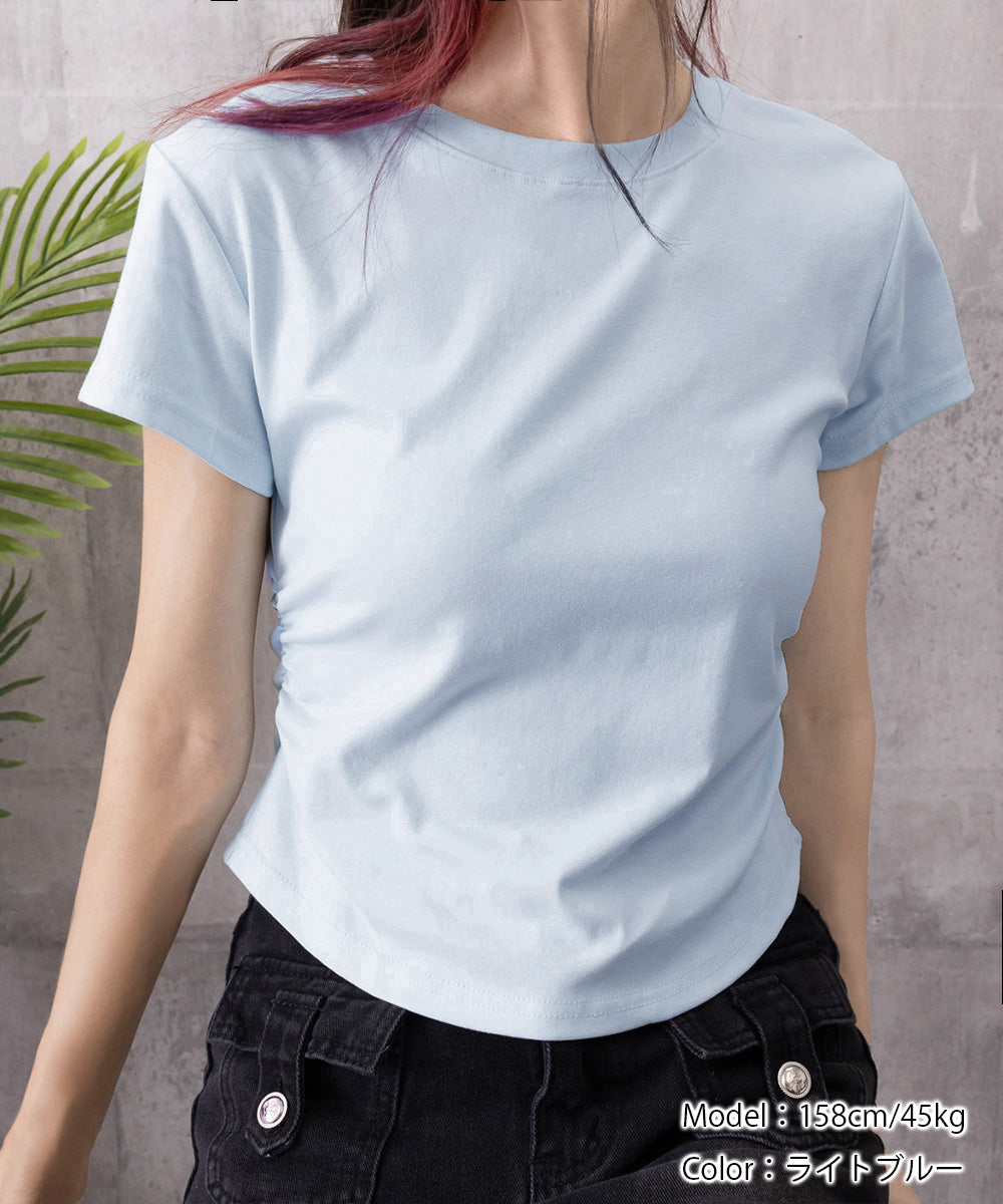 サイドギャザーtシャツ 半袖トップス夏服 詳細画像18