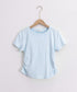 サイドギャザーtシャツ 半袖トップス夏服 ラウンドネックちびTシャツ レディース 無地タイトtシャツ 韓国風シンプル 着やせ細見えTシャツ サイドタックカットソー 84WANJIA-021