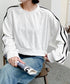 サイドライン スウェットシャツショート丈 レディース 袖ライントレーナー 薄手長袖プルオーバー 体型カバー韓国風 カジュアル 着やせトップス クルーネック 春秋服 84WANJIA-029