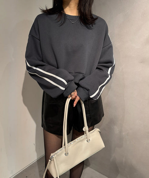 裏起毛スウェットレディーストレーナー秋冬 袖ラインスウェット ゆったり ショート丈プルオーバー おしゃれ 暖かい 体型カバー 大人カジュアル 厚手スポーツトップス 84WANJIA-030