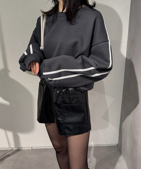 裏起毛スウェットレディーストレーナー秋冬 袖ラインスウェット ゆったり ショート丈プルオーバー おしゃれ 暖かい 体型カバー 大人カジュアル 厚手スポーツトップス 84WANJIA-030