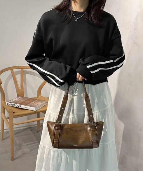 裏起毛スウェットレディーストレーナー秋冬 袖ラインスウェット ゆったり ショート丈プルオーバー おしゃれ 暖かい 体型カバー 大人カジュアル 厚手スポーツトップス 84WANJIA-030