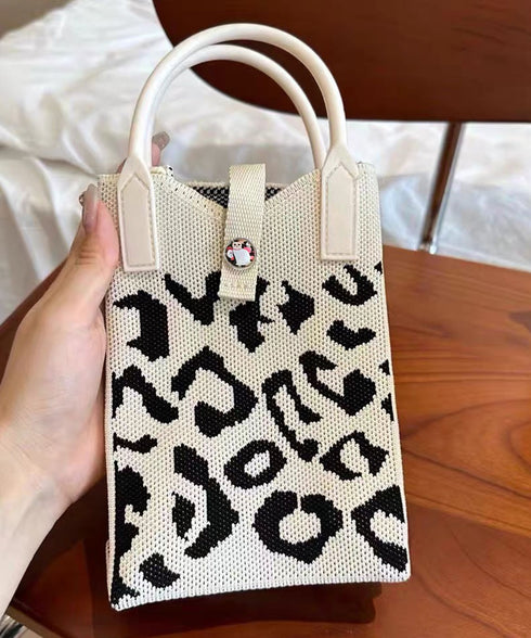 ミニショルダーバッグ 可愛いスマホポーチ アートデザインミニニットトート 全機種対応携帯ポシェット アニマル柄斜め掛けバッグ コンパクト手提げバッグ カラフル軽量 84WYZZ-001