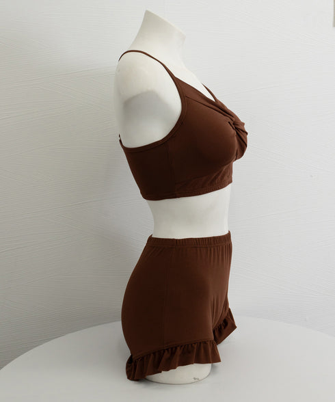 水着 ビキニ3点セット 体型カバー水着 レディース 大人可愛いタンキニ ハイウエストショートパンツ レースラッシュガード セパレート水着 露出控えめ 盛れる水着 84WZX-002