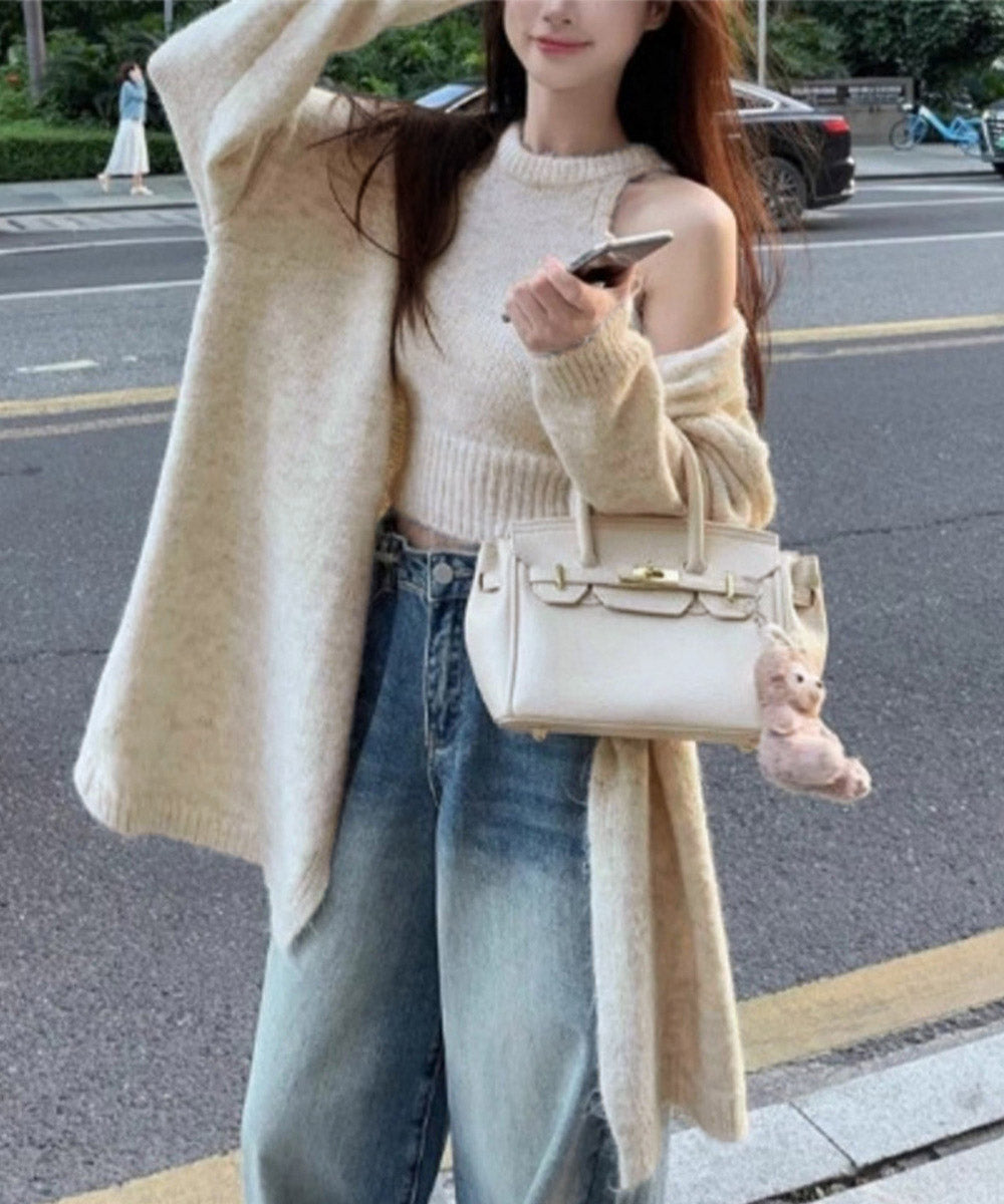 ロングニットアンサンブルタンクトップ付き