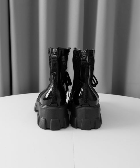 厚底 メッシュブーツサンダル レディース 美脚 ショートブーツ 歩きやすい シアーブーツ 蒸れない サマーブーツ 痛くない レースアップシューズ バックファスナー 84XIXIAN-001