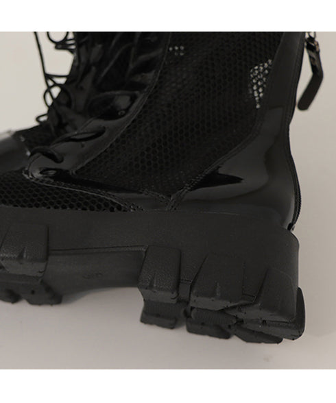 厚底 メッシュブーツサンダル レディース 美脚 ショートブーツ 歩きやすい シアーブーツ 蒸れない サマーブーツ 痛くない レースアップシューズ バックファスナー 84XIXIAN-001