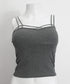 カップ付きキャミソール ダブルストラップ ブラトップ レディース クロスストラップキャミソール 大人可愛い Wスパゲッティショルダー インナートップス 韓国風肌着 84XKM-001
