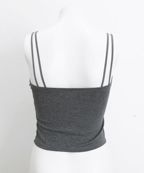 カップ付きキャミソール ダブルストラップ ブラトップ レディース クロスストラップキャミソール 大人可愛い Wスパゲッティショルダー インナートップス 韓国風肌着 84XKM-001