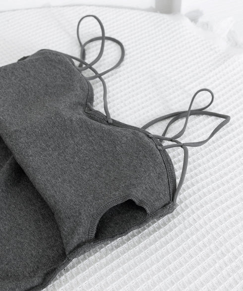 カップ付きキャミソール ダブルストラップ ブラトップ レディース クロスストラップキャミソール 大人可愛い Wスパゲッティショルダー インナートップス 韓国風肌着 84XKM-001