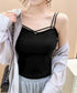 カップ付きキャミソール ダブルストラップ ブラトップ レディース クロスストラップキャミソール 大人可愛い Wスパゲッティショルダー インナートップス 韓国風肌着 84XKM-001