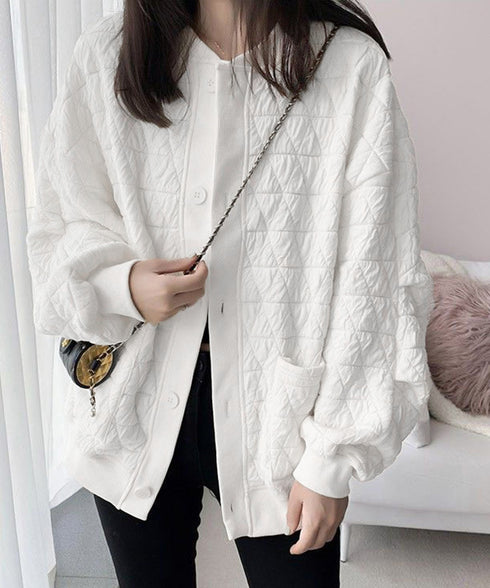 キルティングジャケット レディース 韓国 中綿ブルゾン ベースボールジャケット 羽織もの 防寒ジャンパー ライトアウター ポケット付き ノーカラージャケット着やせ 84YGL-004