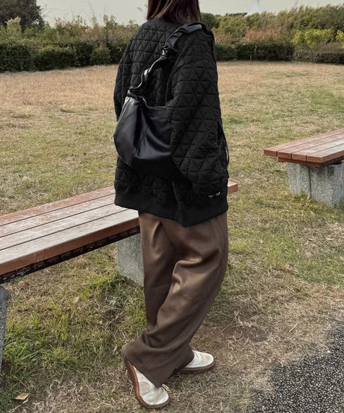 キルティングジャケット レディース 韓国 中綿ブルゾン ベースボールジャケット 羽織もの 防寒ジャンパー ライトアウター ポケット付き ノーカラージャケット着やせ 84YGL-004