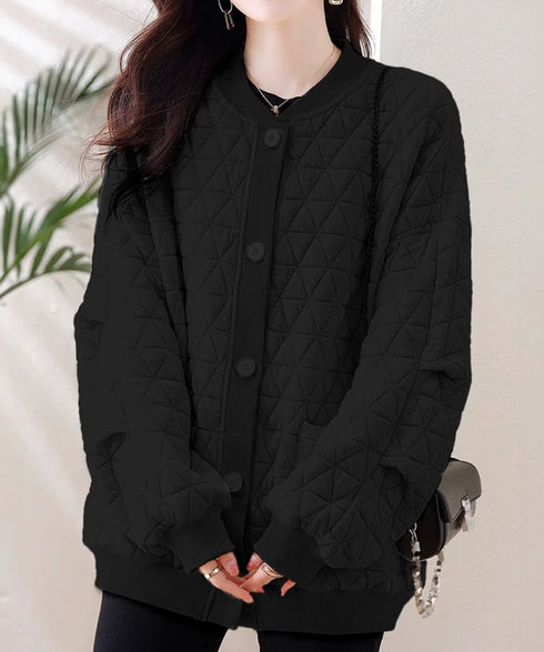 キルティングジャケット レディース 韓国 中綿ブルゾン ベースボールジャケット 羽織もの 防寒ジャンパー ライトアウター ポケット付き ノーカラージャケット着やせ 84YGL-004