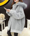 裏微起毛パーカージップアップ レディース フード付き ロングパーカー ビッグシルエットアウター カジュアルゆったり 韓国風 長袖フーディー 暖かい オーバーサイズ 84YGL-006