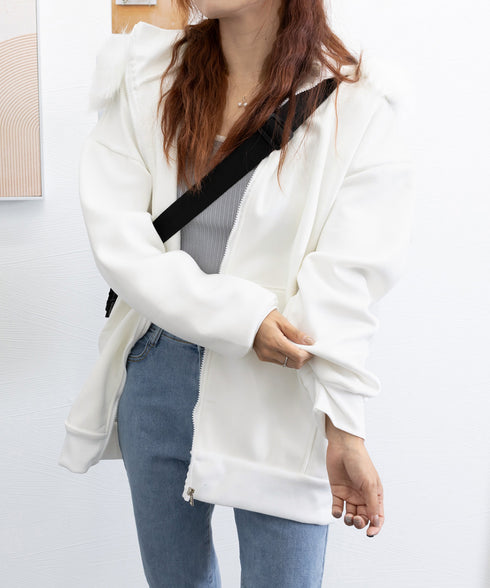 裏微起毛パーカージップアップ レディース フード付き ロングパーカー ビッグシルエットアウター カジュアルゆったり 韓国風 長袖フーディー 暖かい オーバーサイズ 84YGL-006