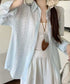 韓国風シアーシャツレース柄ブラウス春夏服 レディースドロップショルダー きれいめカーディガン長袖 透け感トップスおしゃれ 冷房対策羽織りもの 日焼け防止体型カバー 84YGL-012