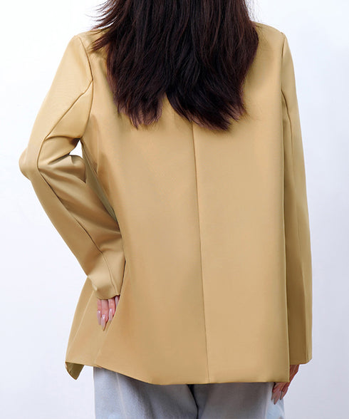 ダブルボタンテーラードジャケットミドル丈 レディースベーシック スーツジャケット オフィスカジュアル ライトアウター 体型カバー入学式卒業式入園式ジャケット 長袖 84YIJIAO-001