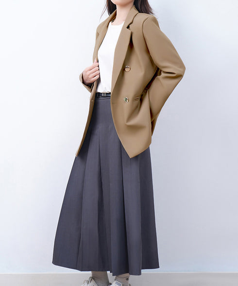 ダブルボタンテーラードジャケットミドル丈 レディースベーシック スーツジャケット オフィスカジュアル ライトアウター 体型カバー入学式卒業式入園式ジャケット 長袖 84YIJIAO-001