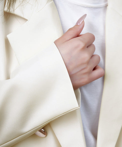 ダブルボタンテーラードジャケットミドル丈 レディースベーシック スーツジャケット オフィスカジュアル ライトアウター 体型カバー入学式卒業式入園式ジャケット 長袖 84YIJIAO-001