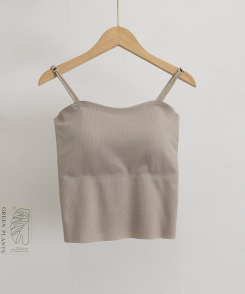 カップ付きキャミソール 韓国風ブラトップ レディース ダブルストラップ シームレスキャミ ノンワイヤー ベーシック肌着 大人可愛い 薄手インナーウェア カジュアル 84YJX-004