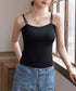カップ付きキャミソール 韓国風ブラトップ レディース ダブルストラップ シームレスキャミ ノンワイヤー ベーシック肌着 大人可愛い 薄手インナーウェア カジュアル 84YJX-004
