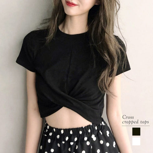 セクシーチビt ショート丈tシャツ 韓国 へそ出しtシャツ 半袖レディース おしゃれ オルチャン ストリート へそ見せ夏服 肌見せトップス 着やせ短い丈カットソー 84YKD-001